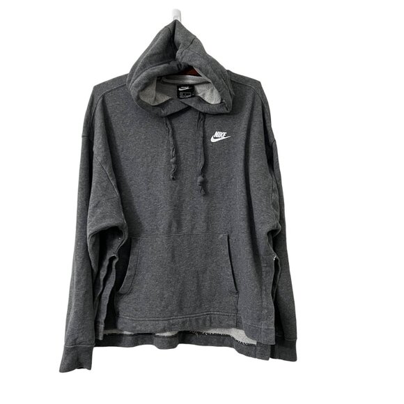 Nike Womens Gray Training Pullover Hoodie Sweater Logo Side Slits Size Large - Picture 1 of 7